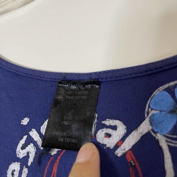 DESIGUAL blue black stripe long sleeve scoop neck dress size Small - Picture 4 of 6